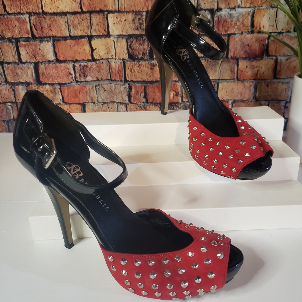 Rock & Republic Black and Red Studded Heels